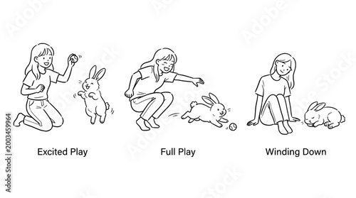Bunny Playtime: Captured Moments of Joy and Excitement in Sketch