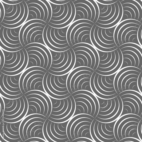 Vector seamless texture. Modern geometric background. Grid with intersecting circles.