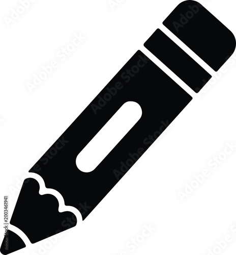 Silhouette vector isolated drawing pencil icon for creative education design