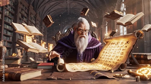 Wizard in Library - Unveiling Ancient Secrets Through Magic and Lore.