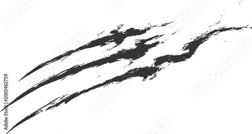 Distressed black claw scratch marks vector illustration with grunge texture isolated on white background.