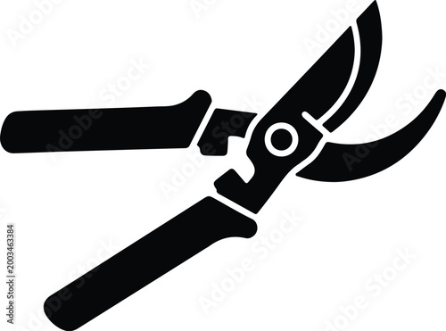 Silhouette vector pruning shears icon for professional garden landscaping design