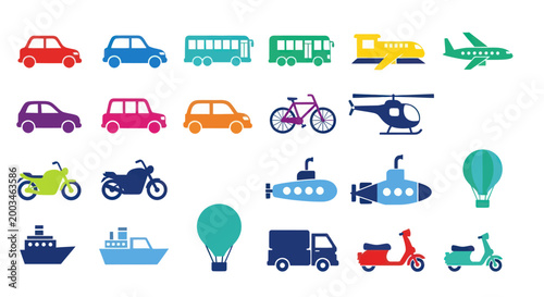 Transportation vehicles vector illustrations