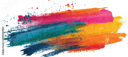 Abstract thick impasto paint brush strokes vector illustration with colorful vibrant palette and messy ink splatters.