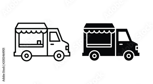 Classic food truck side view with awning representing mobile culinary services and street food culture