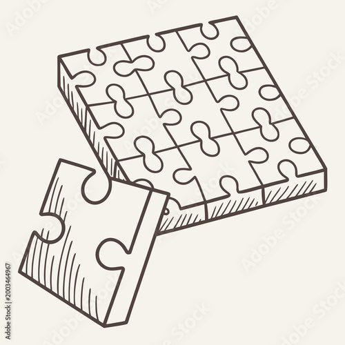 Completed and incomplete jigsaw puzzle pieces