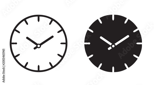 Free Download Clock icon set isolated on white background. Simple line and solid flat vector illustration for time management, schedule, watch, and deadline symbols. - GFXLoad