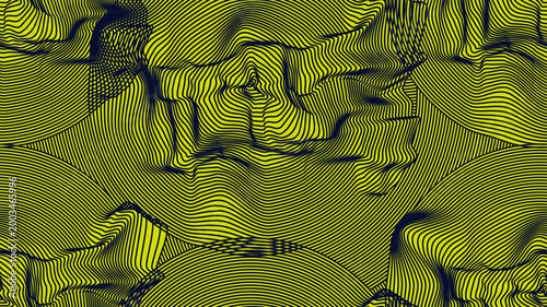 Seamless pattern optical illusion stripes texture with abstract geometric forms. Pop art vector background design creating dynamic visual effect. Modern for posters, banners, covers, graphic layouts