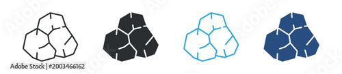 Coal icon set. black mineral stones. energy and mining concept. vector illustration.