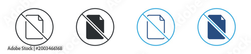 No document icon set. file restriction symbol. prohibited paper concept. vector illustration.