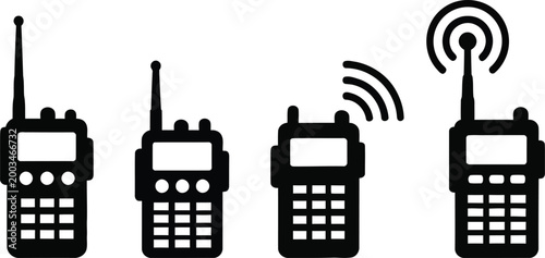 Walkie talkie vector icons communication devices radio transmission illustration
