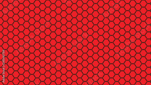 Red Hexagonal Pattern Design With Black Outlines