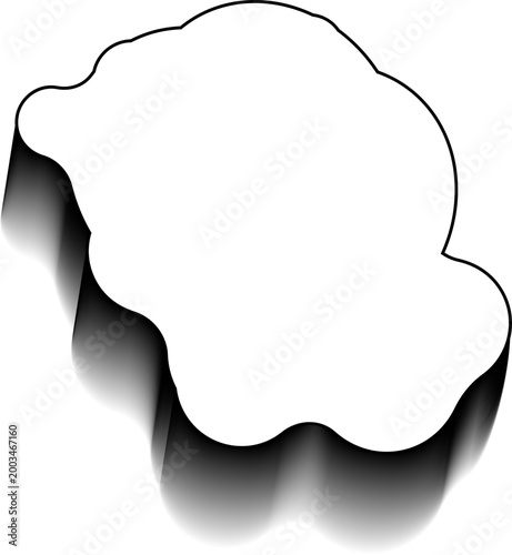 Dense clustered blob outline with grouped contour, hollow lobes and compact morphing fluid structure