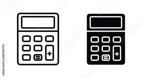 Professional calculator icon set for math business and accounting operations vector illustration