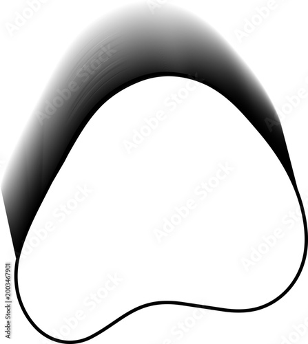 Large amorphous organic outline with hollow contour, expanded mass and morphing liquid structure