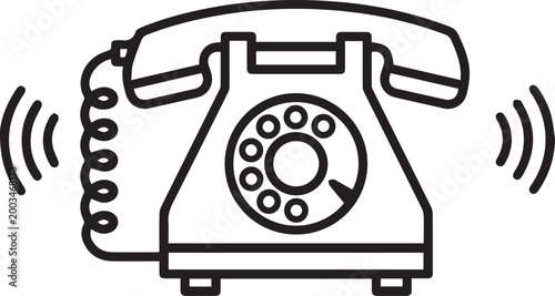 Vintage Rotary Dial Telephone Vector Icon with Dial Tone Lines – Retro Communication Symbol for Branding, UI Design, Infographics, Historical Themes, Nostalgic Decor, Analog Tech