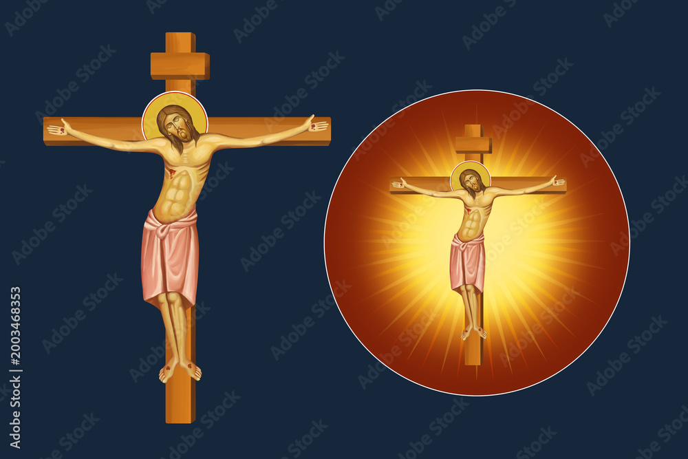 Fototapeta premium Good Friday. Illustration - fresco set in Byzantine style