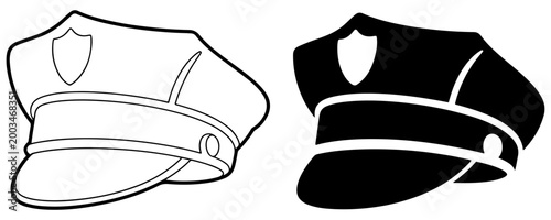 police cap uniform icon vector set