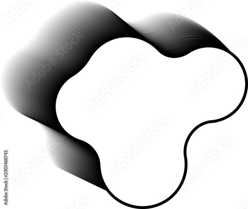 Soft compact abstract blob outline with hollow contour, dense body and fluid morphing structure