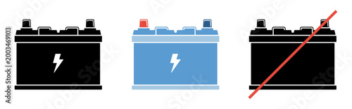 Car battery icon set, without background