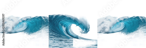 Powerful Blue Ocean Water Wave Splash Isolated PNG, Nautical Nature Sea Element for Surf, Beach, and Summer Vacation Design.