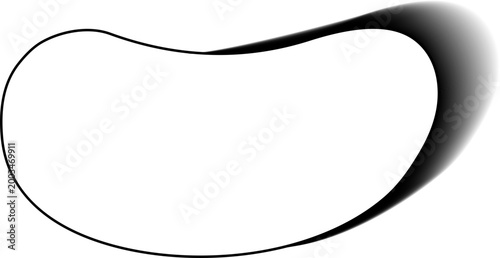 Wide smooth ink outline with hollow contour, broad arcs and flowing liquid morphing structure