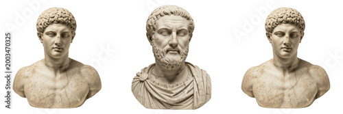 Canvastavla Classic Marble Bust of Ancient Greek Philosopher Isolated PNG, Historical Sculpt