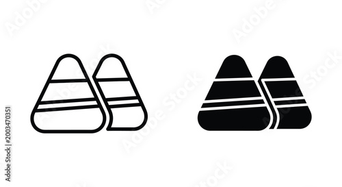 Traffic cone road safety icon set featuring bold linear and solid vector graphics for construction site warning
