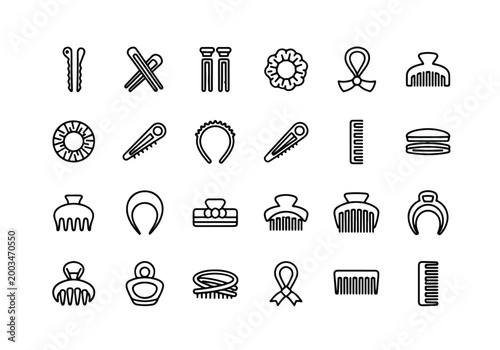 Collection of Hair Accessories Icons Vector Illustration.