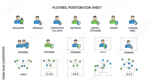 Soccer Football Player Positions and Formations Icon Sheet