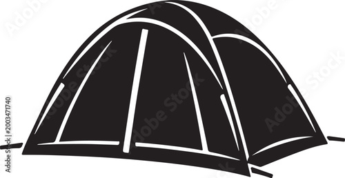 Camping dome tent black fill vector icon for outdoor travel adventure shelter camping design