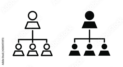 Business organizational chart vector illustration showing a hierarchical team structure with a leader and subordinates