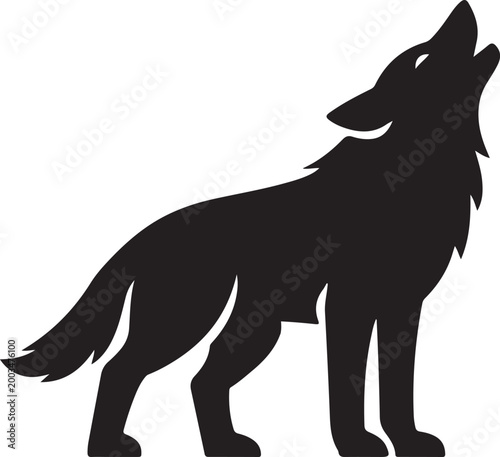 Wolf Howling Silhouette Sign Symbol Icon Vector Illustration for Wild Animal Nature Forest and Predator Wildlife Design