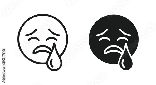 Sad face with tear stream flowing down cheek representing emotional distress and sorrow
