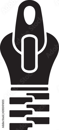 Zipper Black Fill Icon Vector Illustration for Fashion Clothing Tailoring Garment Accessory and Sewing Equipment Concept