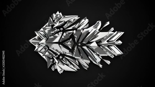 Abstract black and white paper background featuring a 3d frost snowflake and crystal star decoration for a cold winter holiday