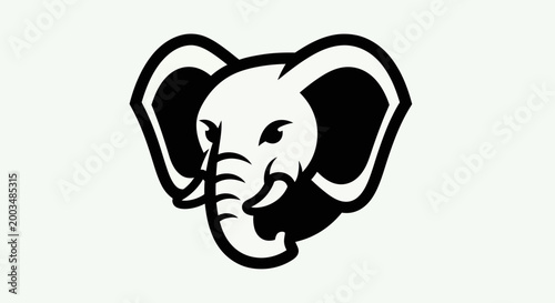 Canvas Print Elephant head illustration in black and white