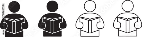 Four stylized of businesspeople with different head shapes and colors corporate figures black white