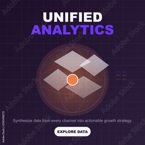 A "Modern SaaS" aesthetic focusing on data synthesis. It visualizes complexity being distilled into clarity.