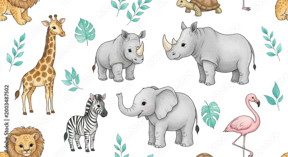 Fototapeta premium Safari animals illustration isolated on transparent background