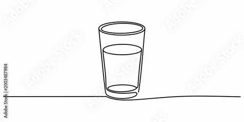 Continuous single line drawing of a simple glass filled with fresh water for healthy lifestyle and hydration concept art vector Vector, illustration