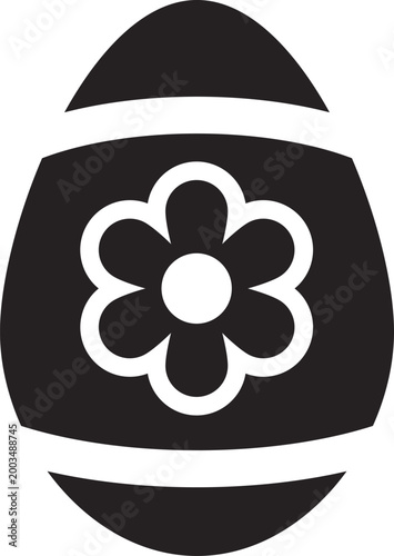 Flat Vector Icon of Easter Egg with Flower Decoration for Spring Celebration Design