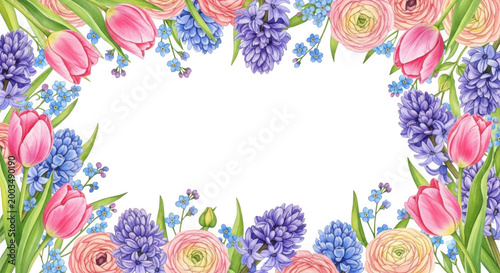Floral frame border isolated on transparent background