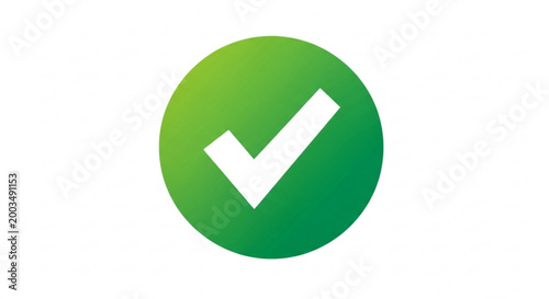 A green circle with a white checkmark symbol on a plain white background representing approval or confirmation in a modern and simple vector graphic design vector