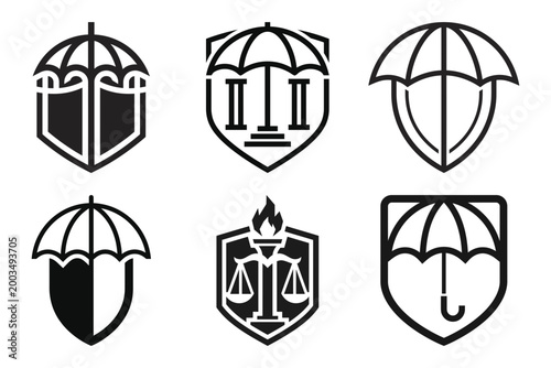 Banking law monogram symbol set