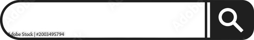A blank search bar with a magnifying glass icon on a white background for web design.