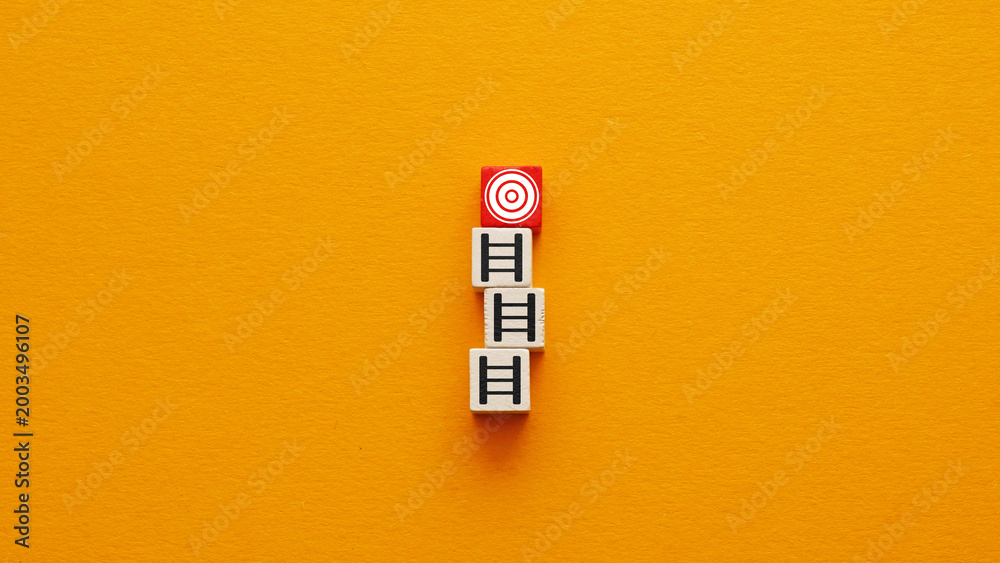 Obraz premium Success ladder leading to target. Achieving goals.