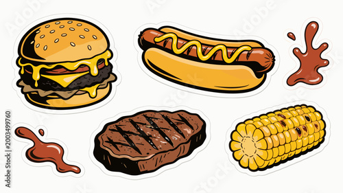 A vibrant and appealing illustration of a juicy cheeseburger with dripping sauce, perfect for food blogs, restaurant marketing, or fast food advertisi