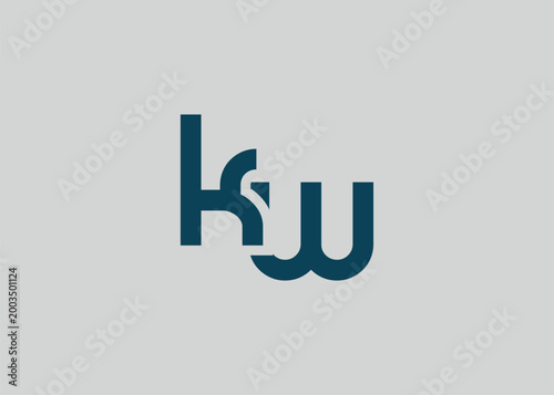 Modern Minimalist KW Letter Logo Monogram. Minimal, geometric lettermark conveys professionalism, unity, and contemporary style