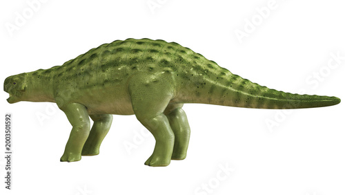 Bild auf Leinwand Green Ankylosaurus dinosaur model on white background.
